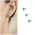 Silver Plated Flat Back Stud Earrings – Combo Pack of 3