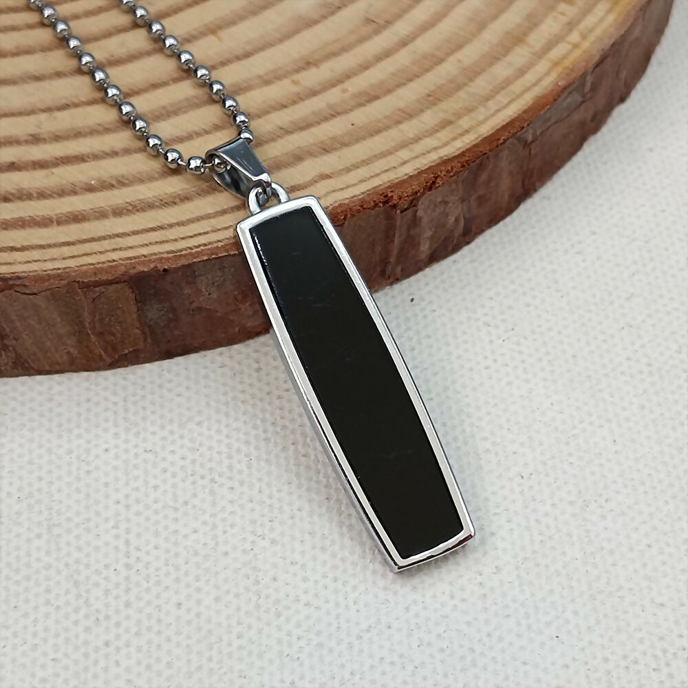 Black Enamel Chain Pendant For Men