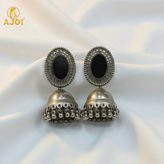 Antique Silver Mirror Jhumka Earrings