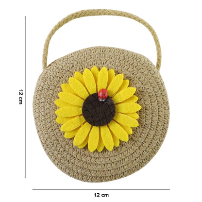 Mini Round Crossbody Purse with sunflower pattern close-up