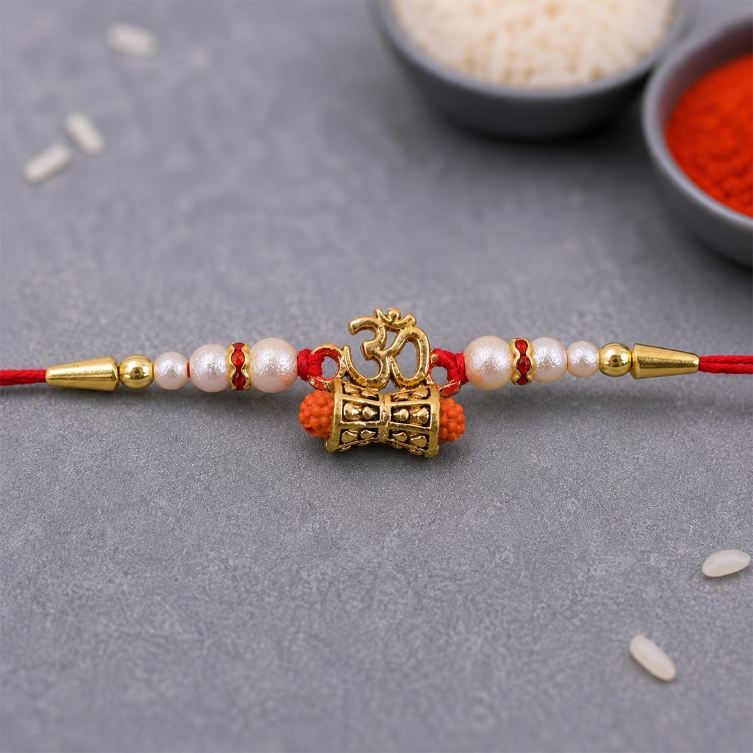 Om Rudraksha Rakhi Set with Choco Magic, Pack of 3
