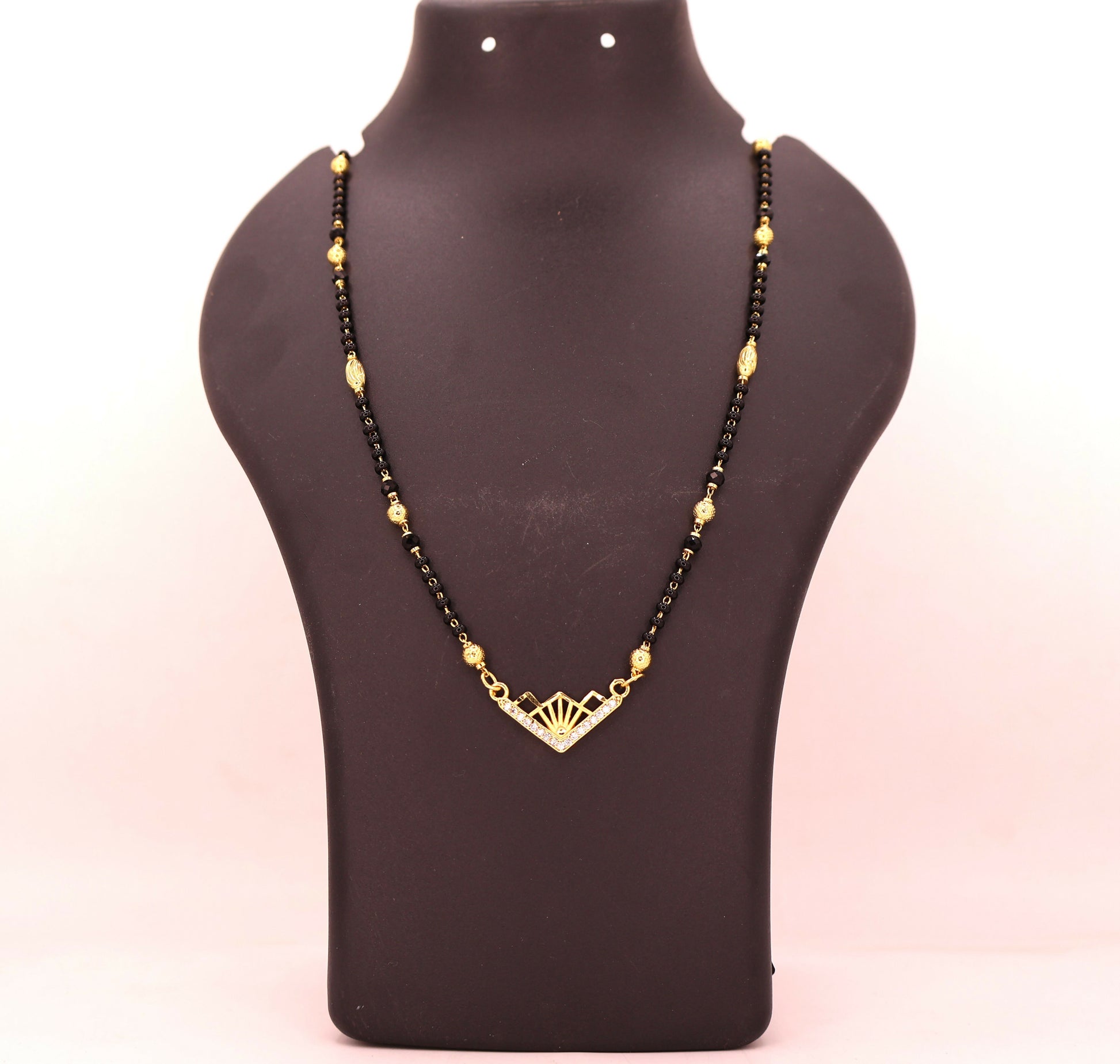 Gold Diamond Mangalsutra with Geometric Art Deco Pendant