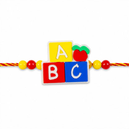 Kids Beaded Rakhi for Brother - Alphabet Blocks Cartoon Design (5pcs)