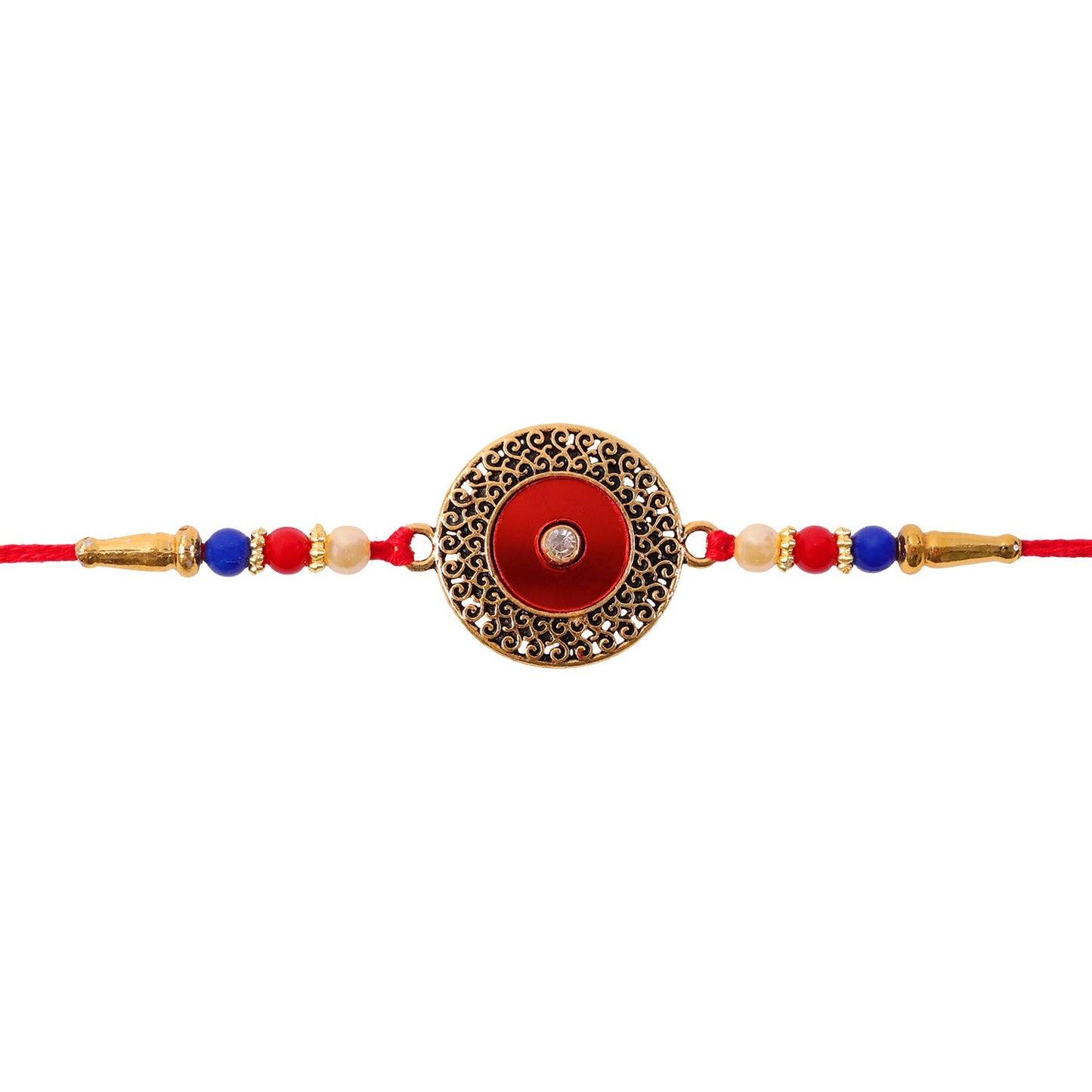 Green Filigree Rakhi Antique Golden Design for Raksha Bandhan (5pcs)