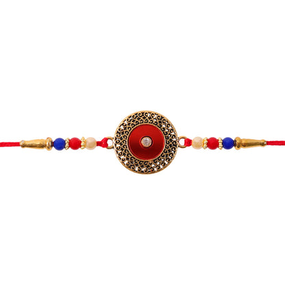 Green Filigree Rakhi Antique Golden Design for Raksha Bandhan (5pcs)