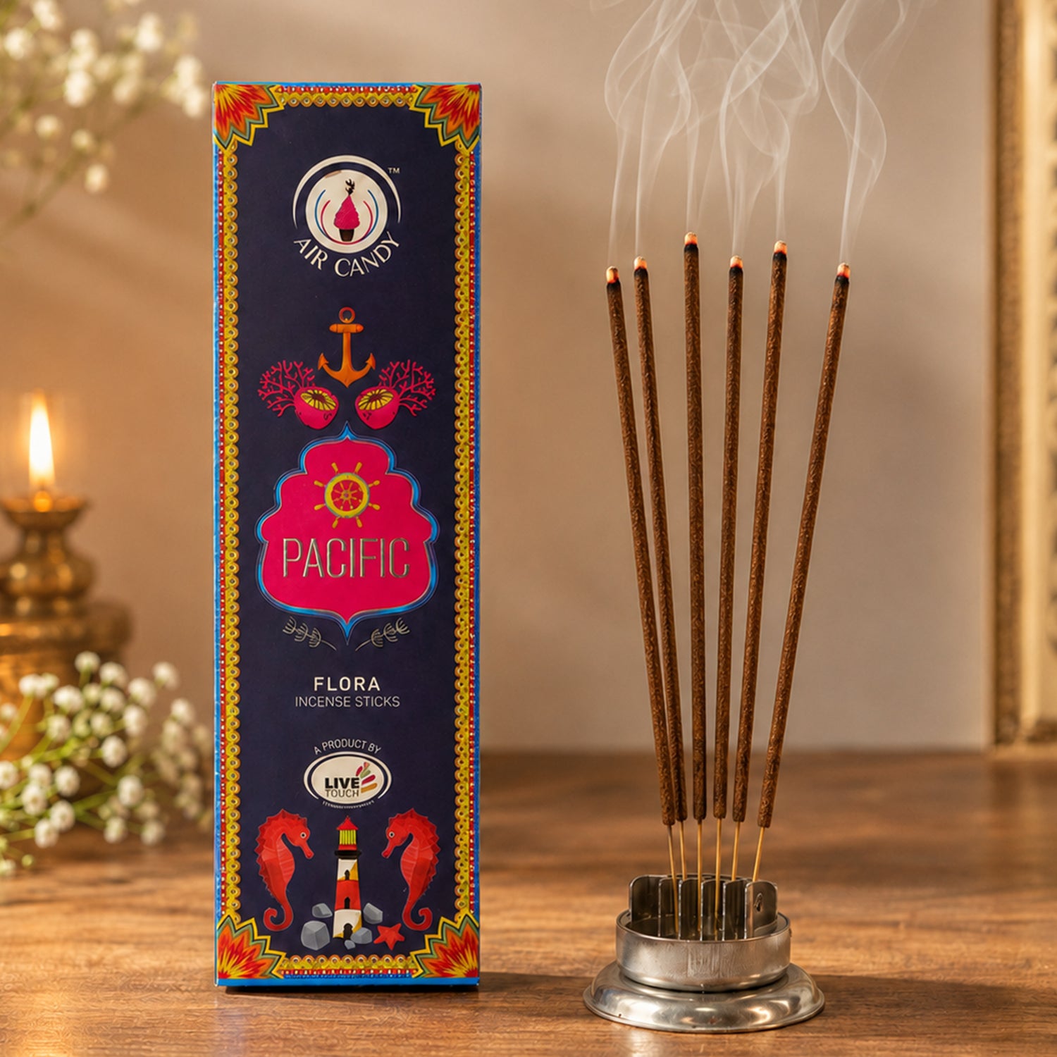 Pacific Flora Incense Sticks with Long Lasting Fragrance and Refreshing Aroma