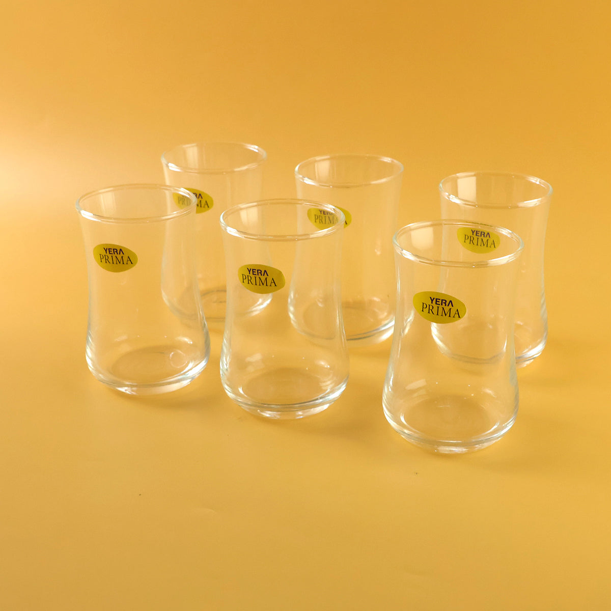 Yera Prima Radiance Zest Curved Glass Tumbler Set for Water and Juice (6 Pc)