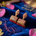Antique Gold-Plated Leaf Jhumka Earrings – Elegant Traditional Style