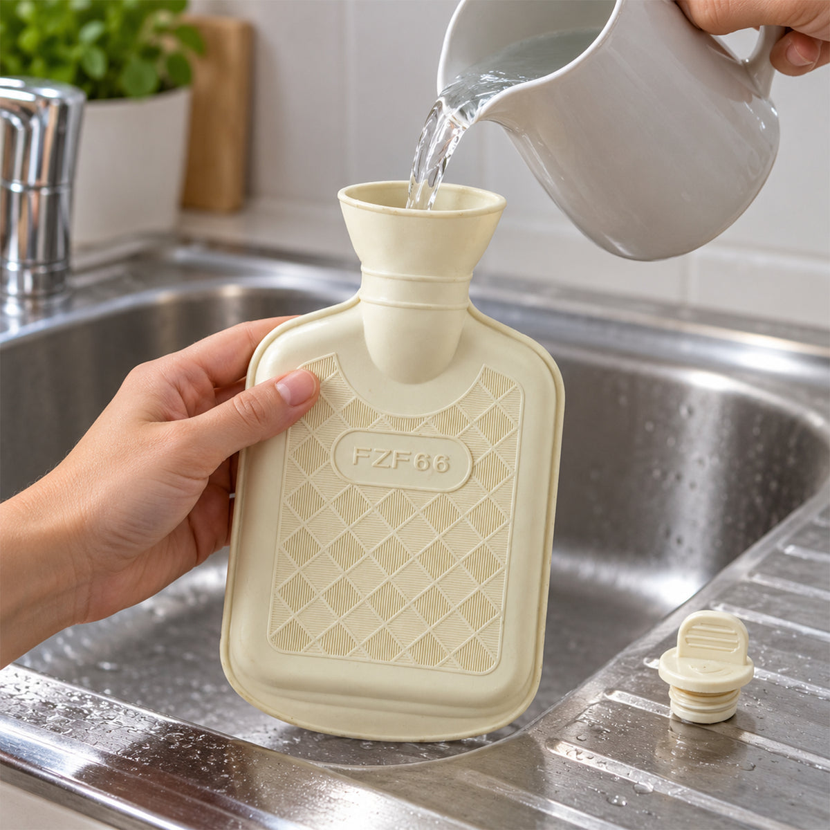 Rubber Hot Water Bag with Diamond Texture and Removable Screw Cap (1 Pc)