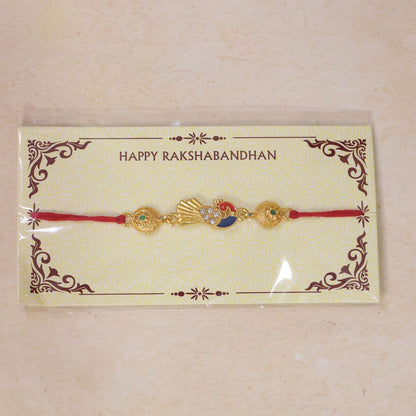 Peacock Charm Rakhi Stone Beaded Traditional Design (5pcs)