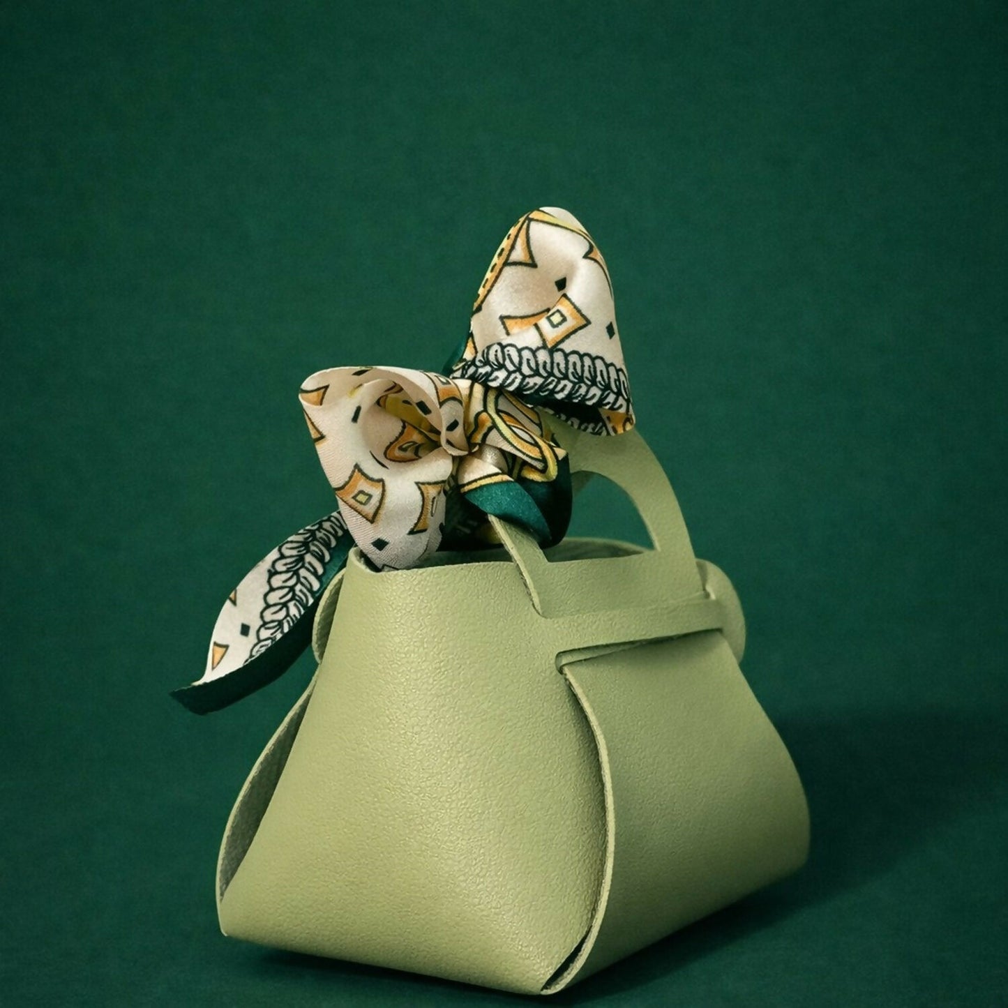 Women’s Light-Green Mini Handbag with Scarf Handle | Casual & Gift Purse