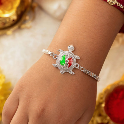 Turtle Rakhi for Brother Silver Enamel Chain Design (10pcs)