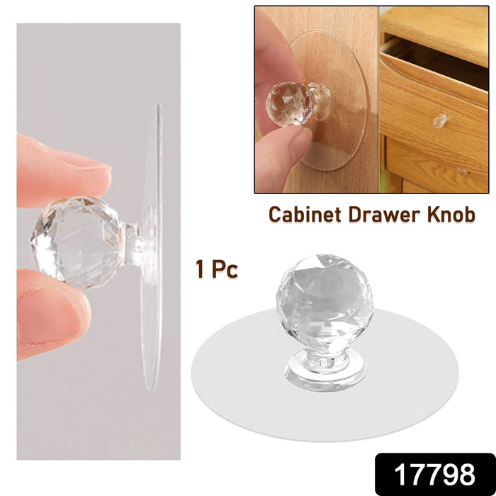 Clear Cabinet Drawer Knobs / Hook, Diamond Crystal Shaped Pulls Handles for Wardrobe, Kitchen, Cupboard, Bathroom Dresser, Furniture Door Window (1 Pc)