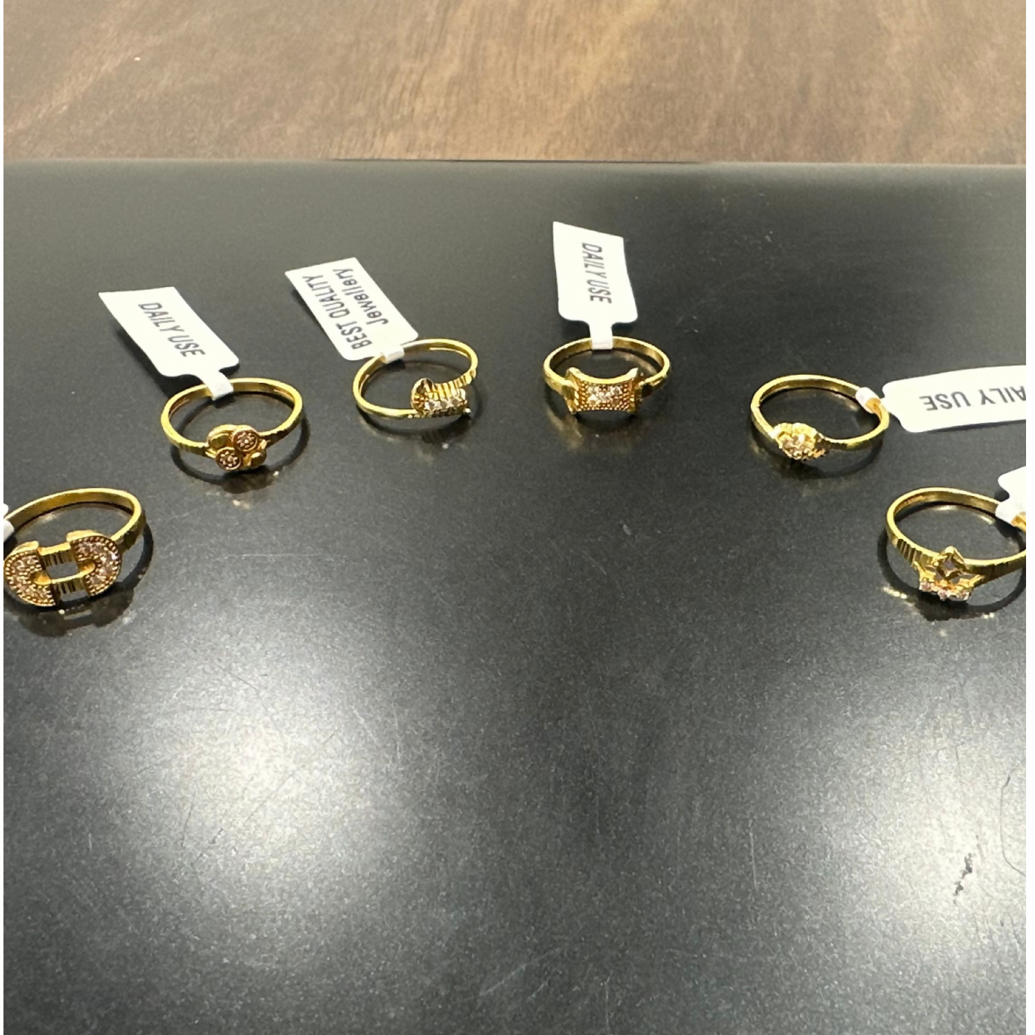 Premium Gold-Tone Designer Ring – Pack of 6 (Mix Collection)