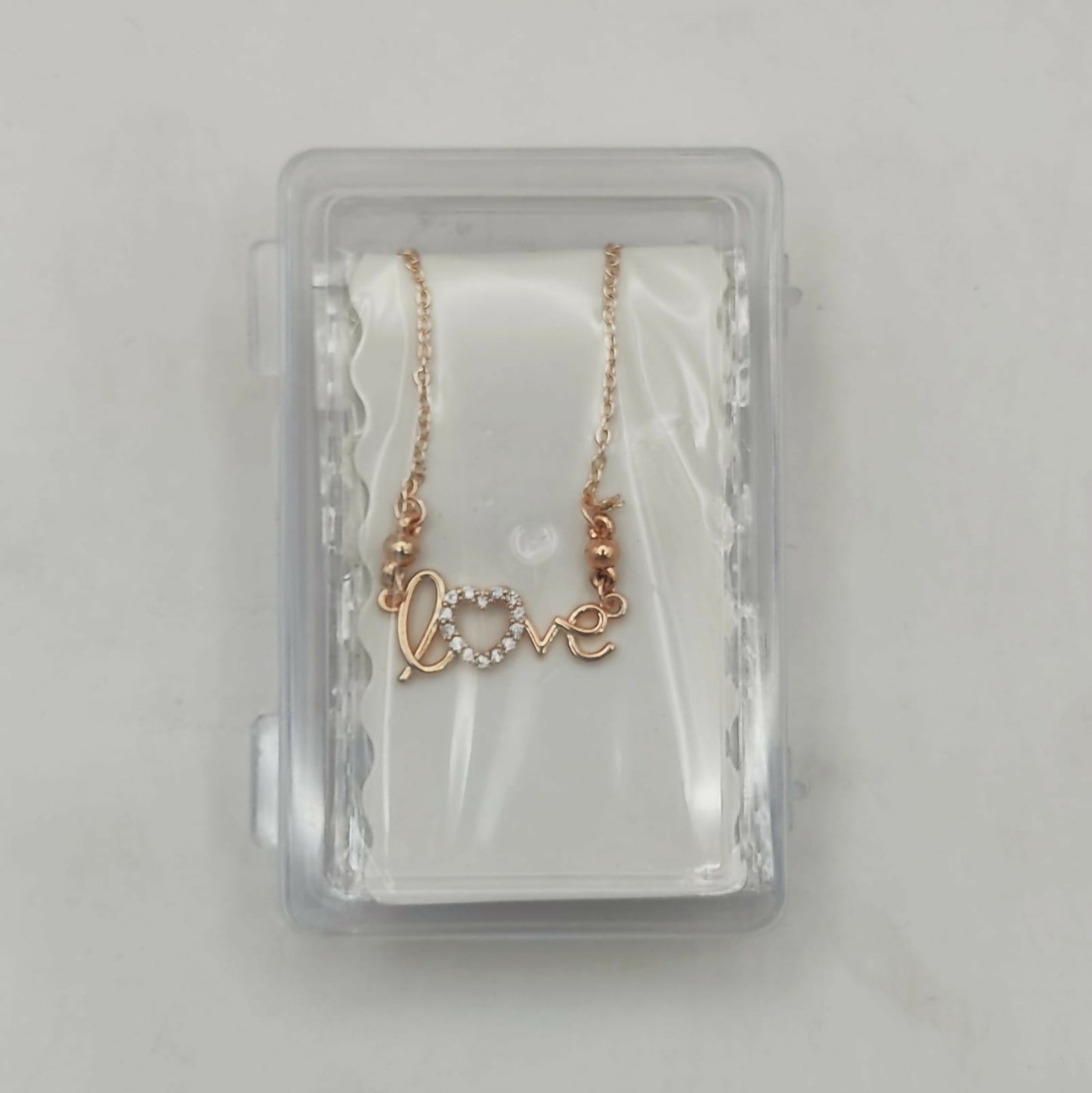 Rose Gold Love Heart Diamond Pendant Necklace For women and girls