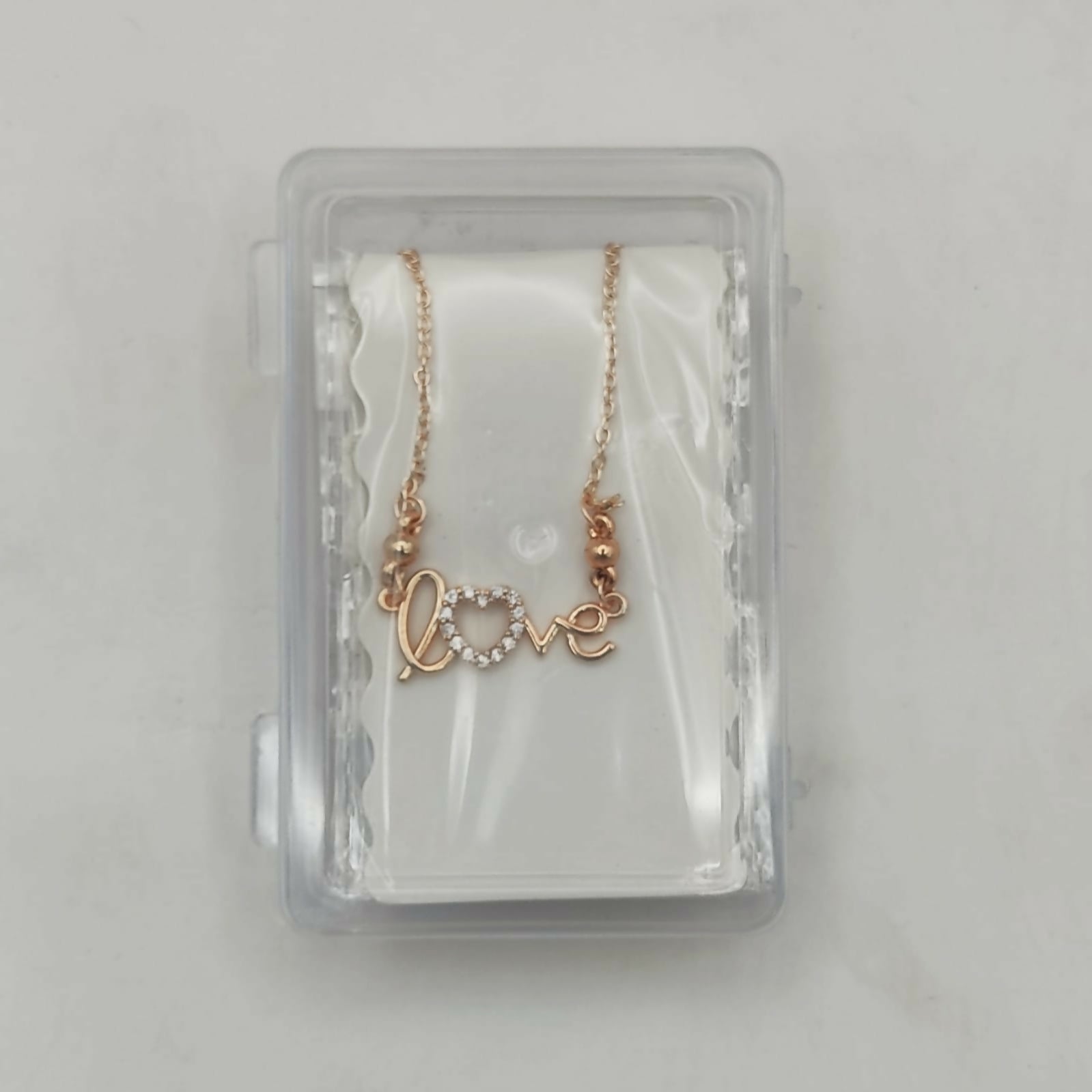 Rose Gold Love Heart Diamond Pendant Necklace For women and girls