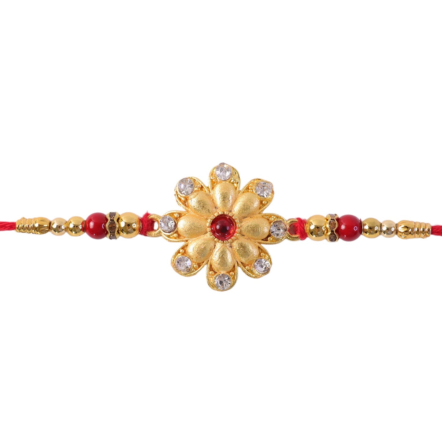Golden Flower Rakhi for Brother Festive Raksha Bandhan Design (10pcs)
