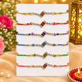 Angular Diamond Motif Rakhi with Shimmering Stones (Pack of 6)