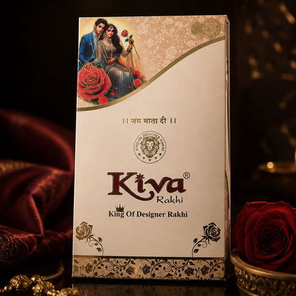 Designer Floral Bhaiya Bhabhi Rakhi Set with Pearl Beads and Lumba Bracelet