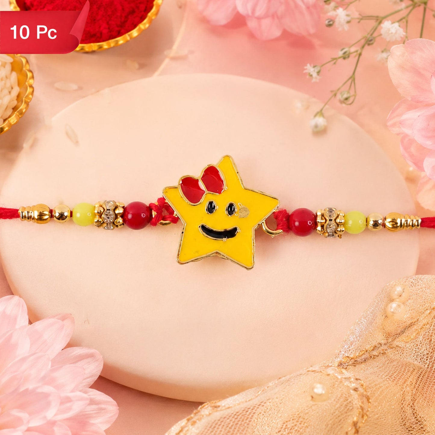 Smiley Star Rakhi Comfortable Kids Rakhi for Raksha Bandhan (10pcs)