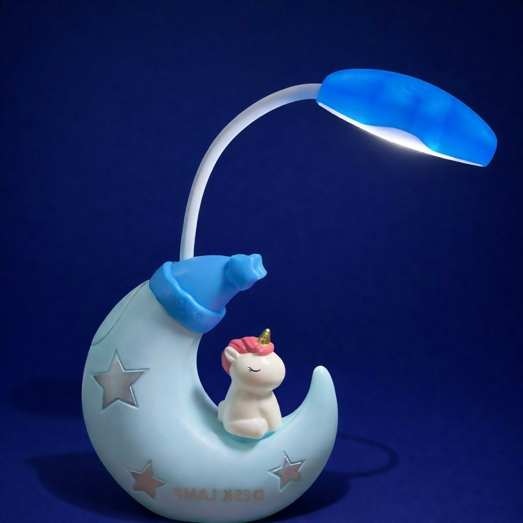 Cute Unicorn Moon Desk Lamp with Built-in Sharpener for Kids