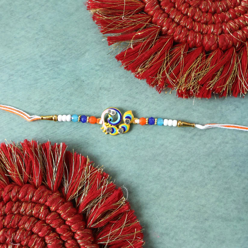 Peacock Motif Rakhi Set with Choco Magic, Pack of 3