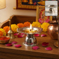 Puja Diya Stand – Stainless Steel Traditional Oil Lamp Holder