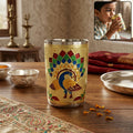 Golden Meenakari Peacock Design Stainless Steel Glass – Festive Serveware