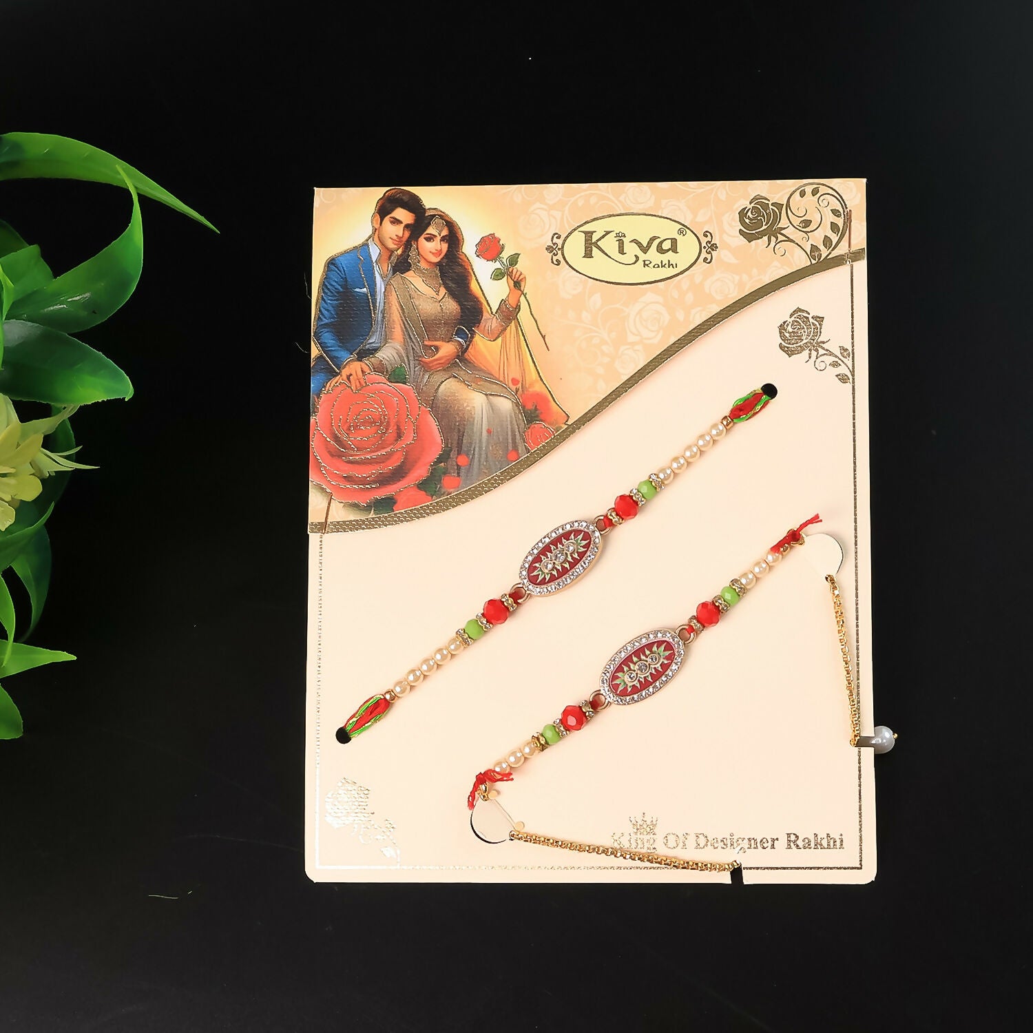 Full view of Elegant Bhaiya Bhabhi Rakhi Set