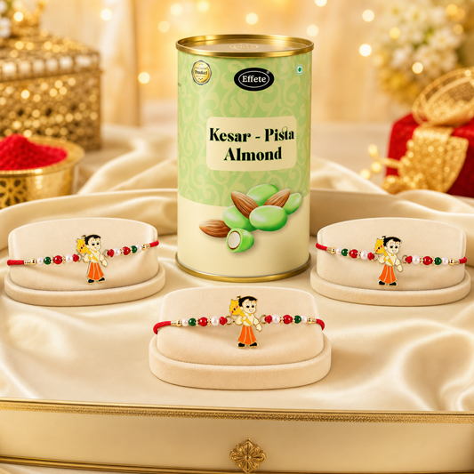 Cartoon Boy Rakhi Set with Kesar Pista Almonds, Pack of 3