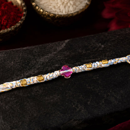 Beautiful Pearl and Stone Rakhi with Bright Beads and Elegant Raksha Bandhan Look