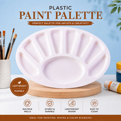 Small Oval Colour Mixing Plate 8 Well Paint Palette for Painting & Colour Blending