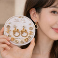 Gold Plated Leaf Pearl Drop Earrings – Elegant Combo Set of 7