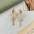 Modern Heritage Gold Casting Floral Teardrop Earrings – Elegant & Contemporary