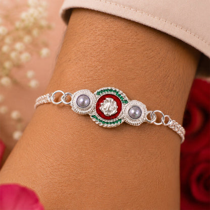 Silver Ganesha Rakhi Elegant Dual Chain for Raksha Bandhan (5pcs)