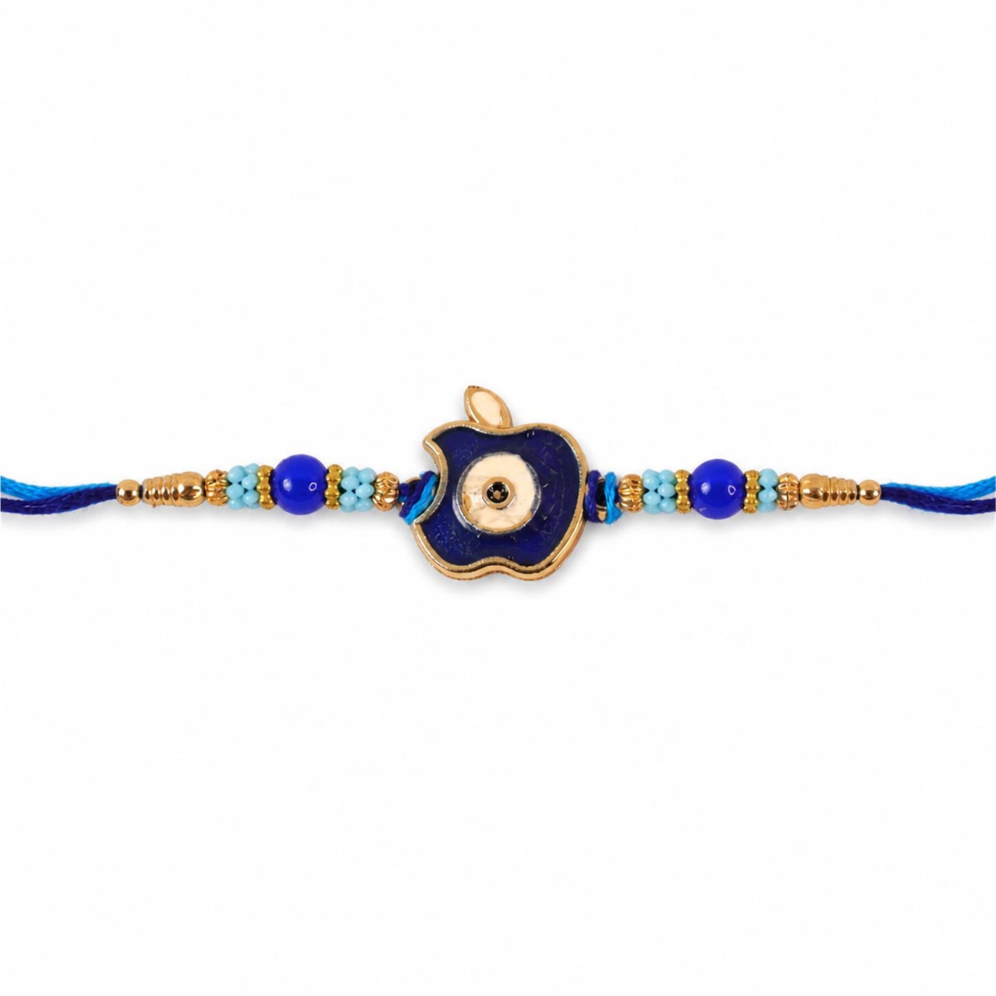 Apple Motif Evil Eye Enamel Blue Bead Traditional Rakhi