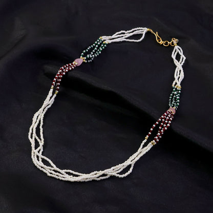 Elegant Multi Strand Pearl Beaded Mala Necklace Traditional Ethnic Jewelry for Women Handmade