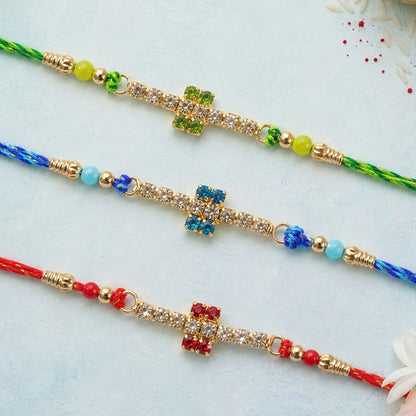 Petite Floral Stone Rakhi for Raksha Bandhan Gifting (Pack of 6)