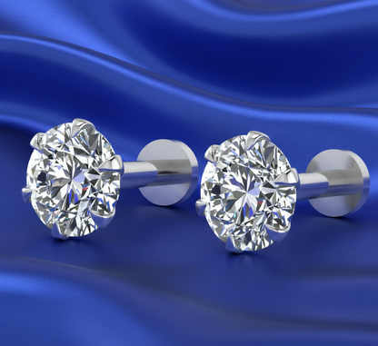 Close-up view of flat back design nosepin stud with premium stones