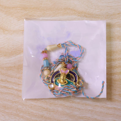 Meenakari Round Pendant Rakhi with Pastel Beads