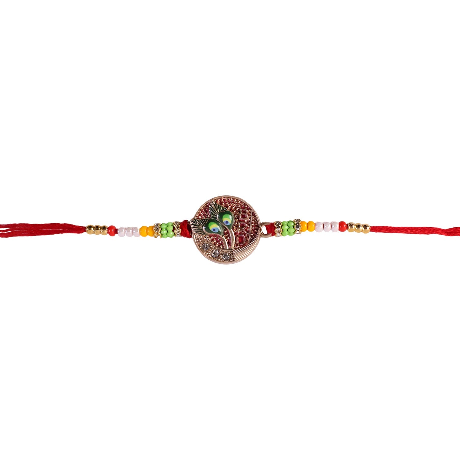 Peacock Feather Beaded Rakhi Elegant & Lightweight for Brothers (5pcs)