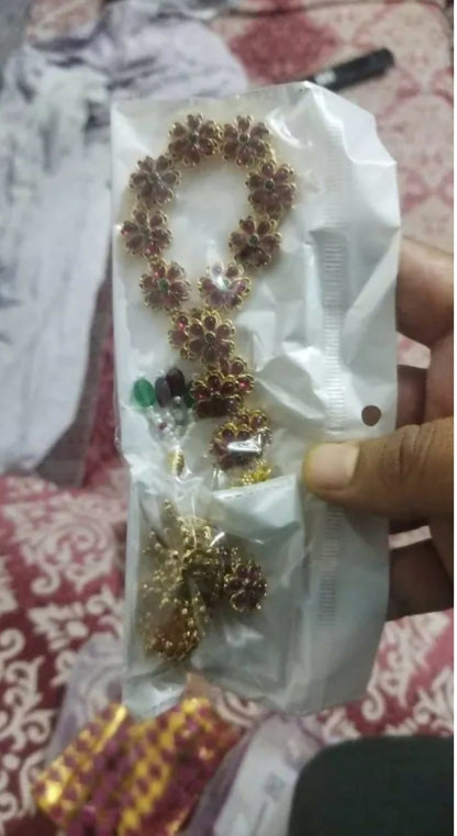 Modern Gold Pave Crystal Teardrop Choker Set