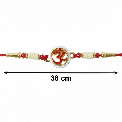 OM Symbol Pearl Frame Rakhi Elegant Traditional Design for Raksha Bandhan (10pcs)