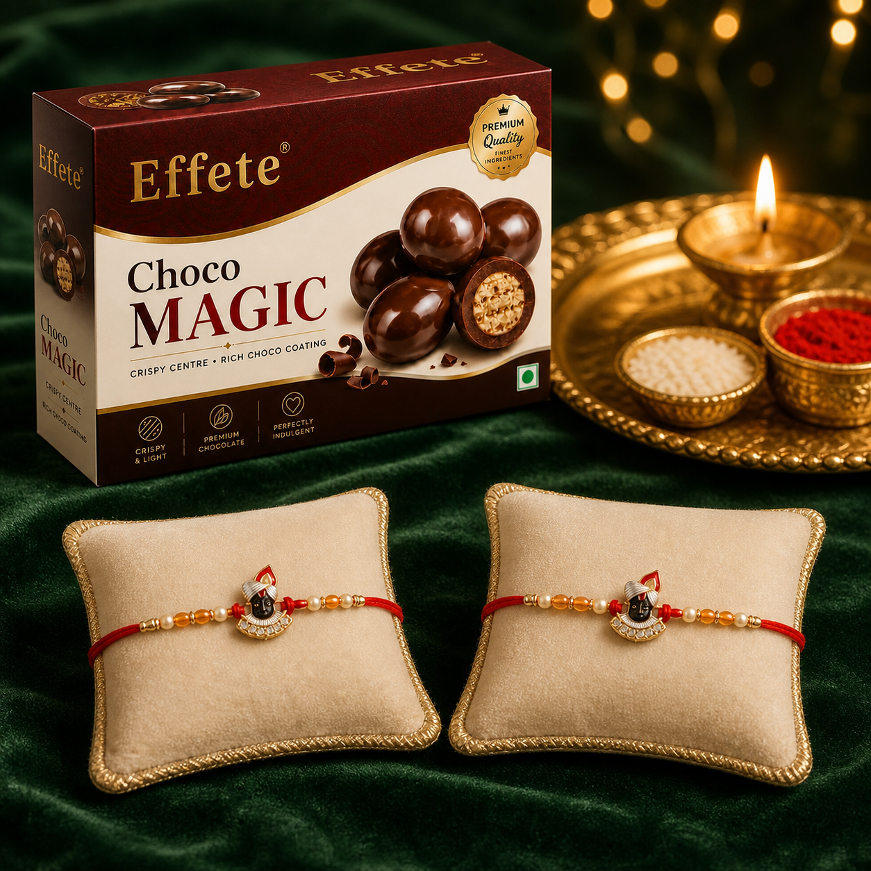 Shrinathji Beaded Rakhi with Choco Magic, Pack of 2