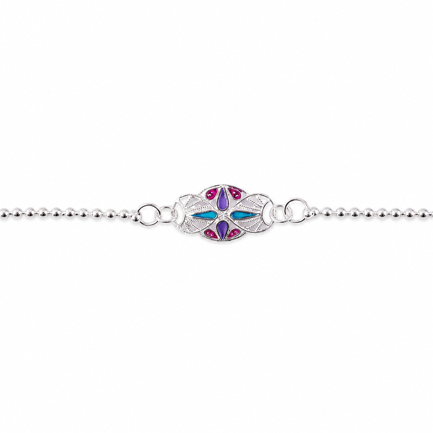Oval Enamel Stone Charm Chain Bracelet Rakhi for Brother Elegant & Memorable (5pcs)