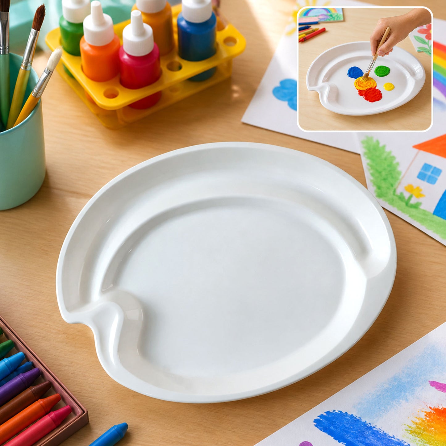 Easy Peel Small Colour Mixing Plate Oval Paint Palette for Kids, Artists & Students
