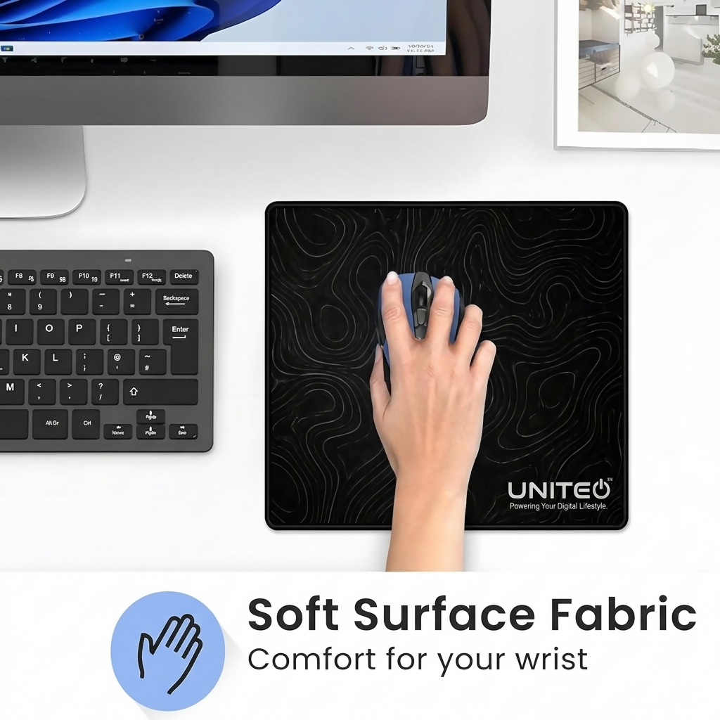 UNITEQ GlidePro M1 mouse pad rolled showing flexibility