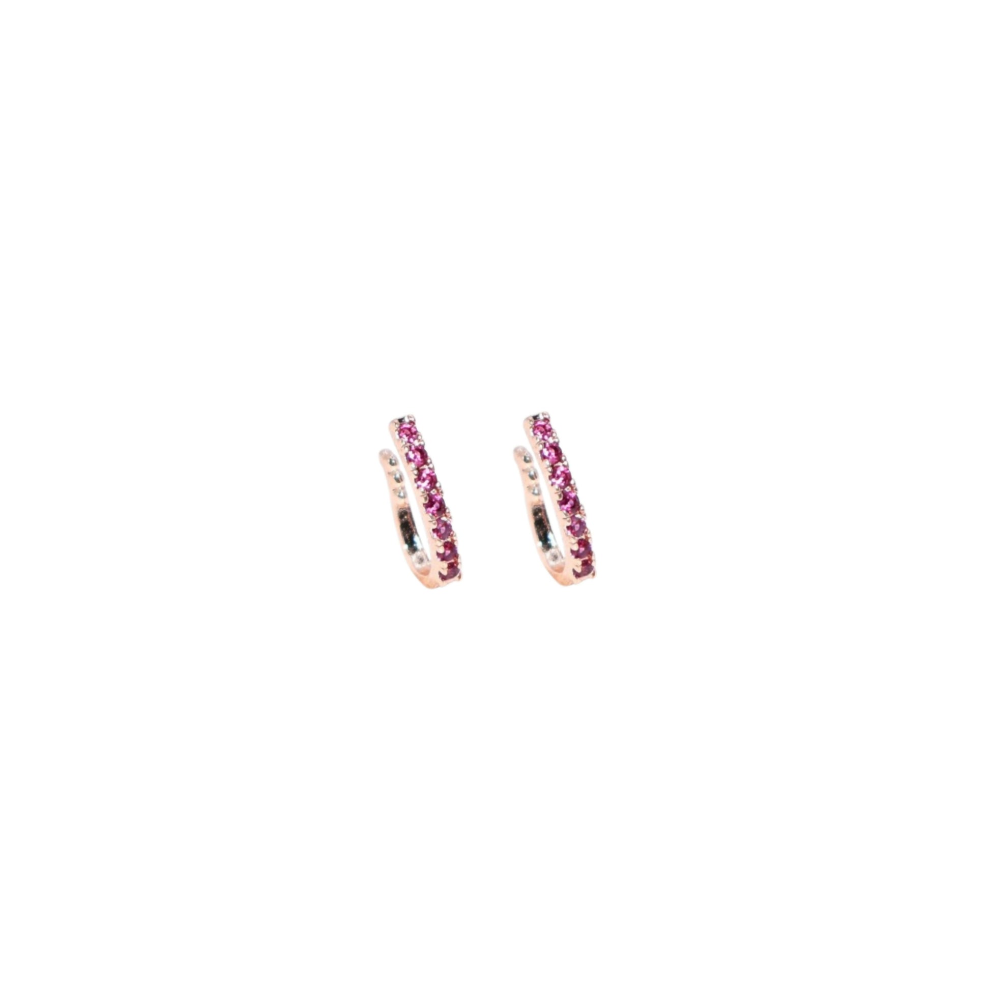 Rose Gold Double Row Pink Studded Nose Ring/Cuff Combo Pack of 2