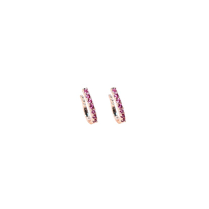 Rose Gold Double Row Pink Studded Nose Ring/Cuff Combo Pack of 2