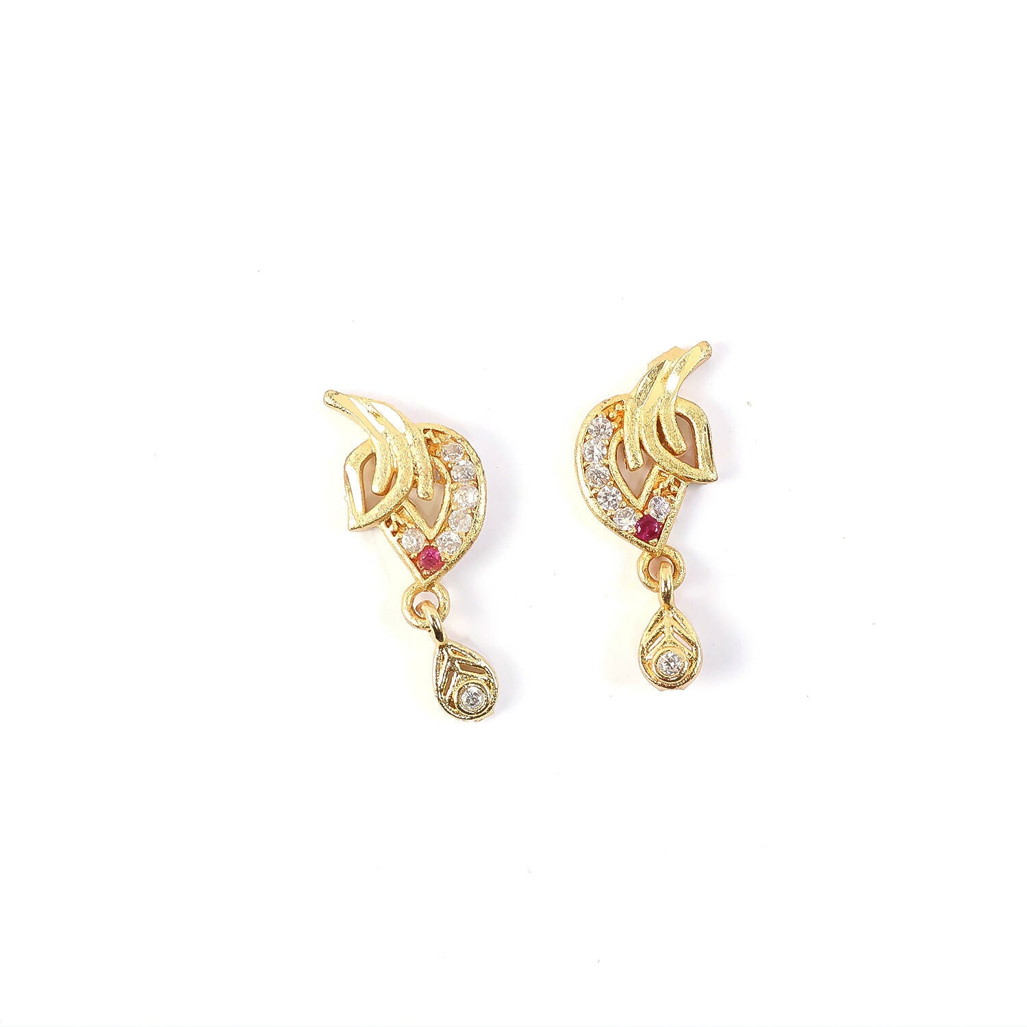 Luxury Curved Gold Earrings With Sparkling Stone Inlay And Elegant Drop Design